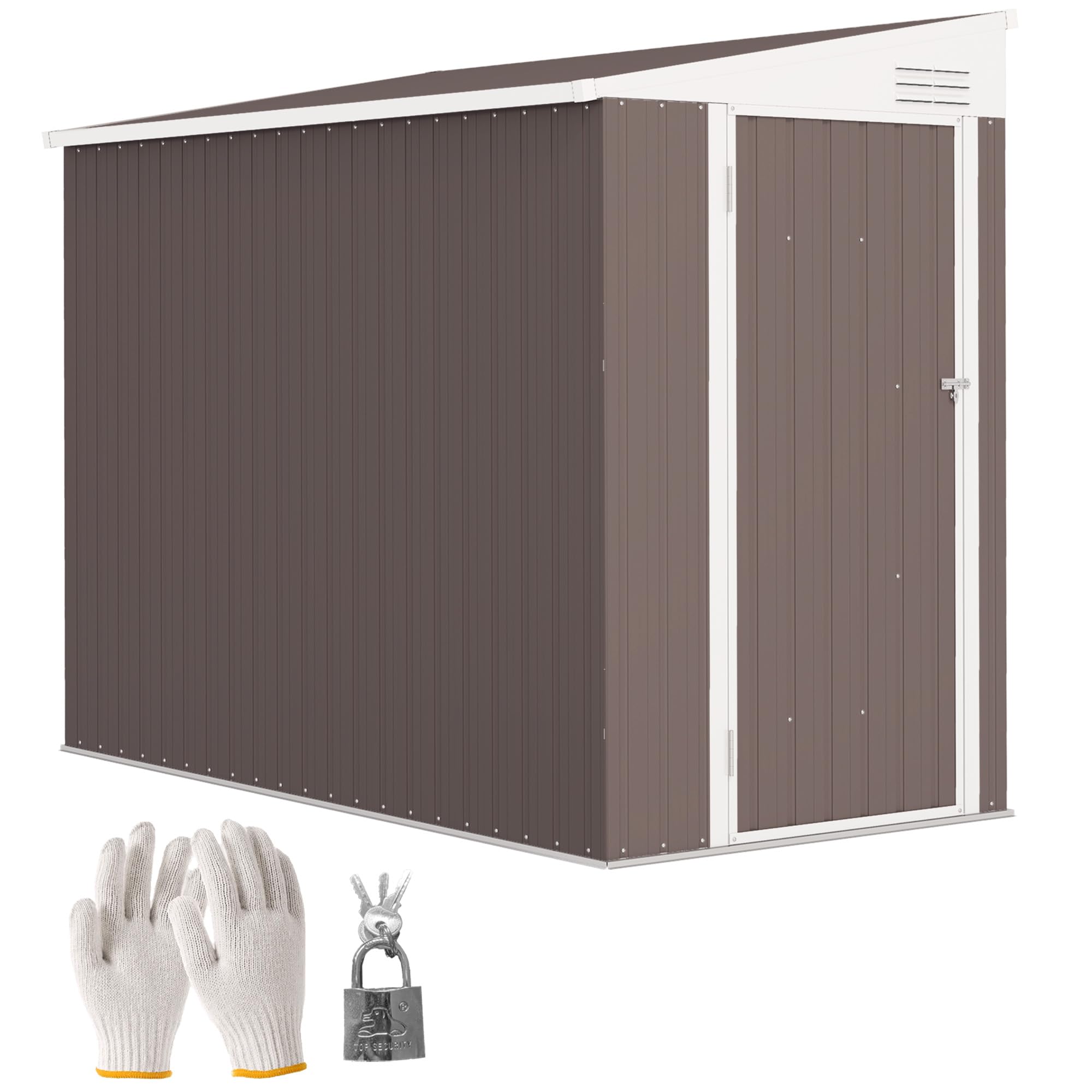 Outsunny 4' X 8' Metal Outdoor Storage Shed, Lean To Storage Shed, Garden Tool Storage House With Lockable Door And 2 Air Vents
